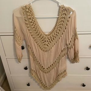 Cream colored crochet blouse From Urban Outfitters
